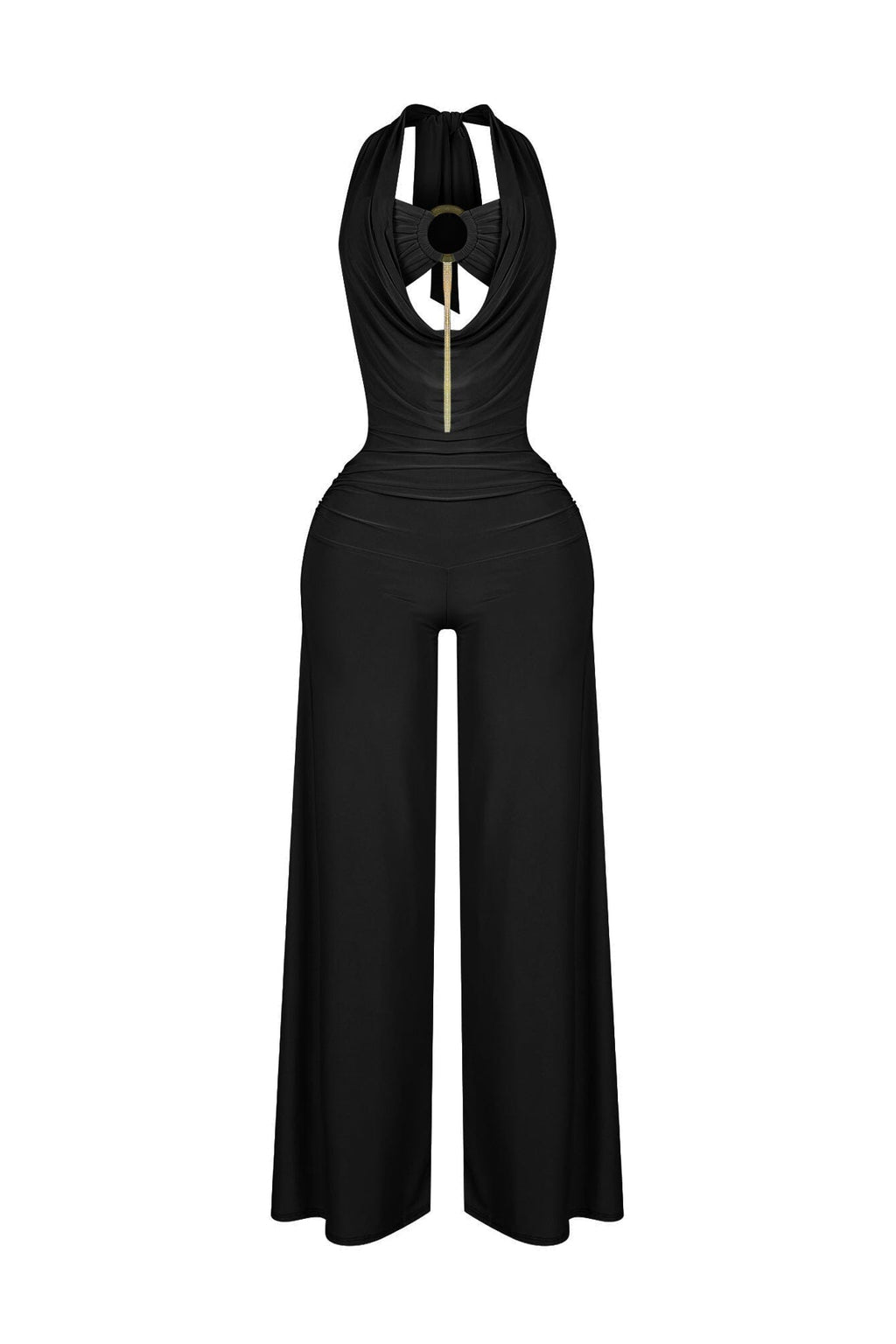 Plunge Cowl Neck Jumpsuit with Tube Top