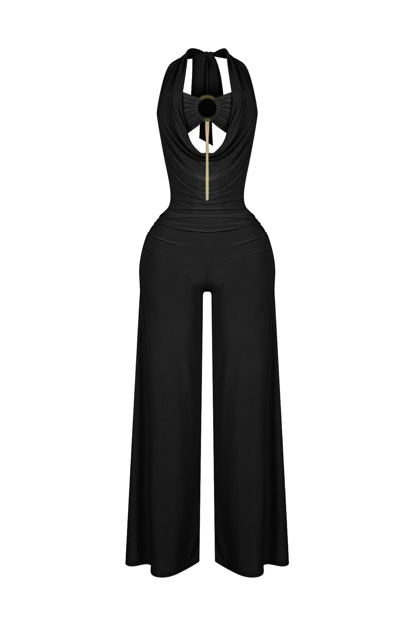 Plunge Cowl Neck Jumpsuit with Tube Top