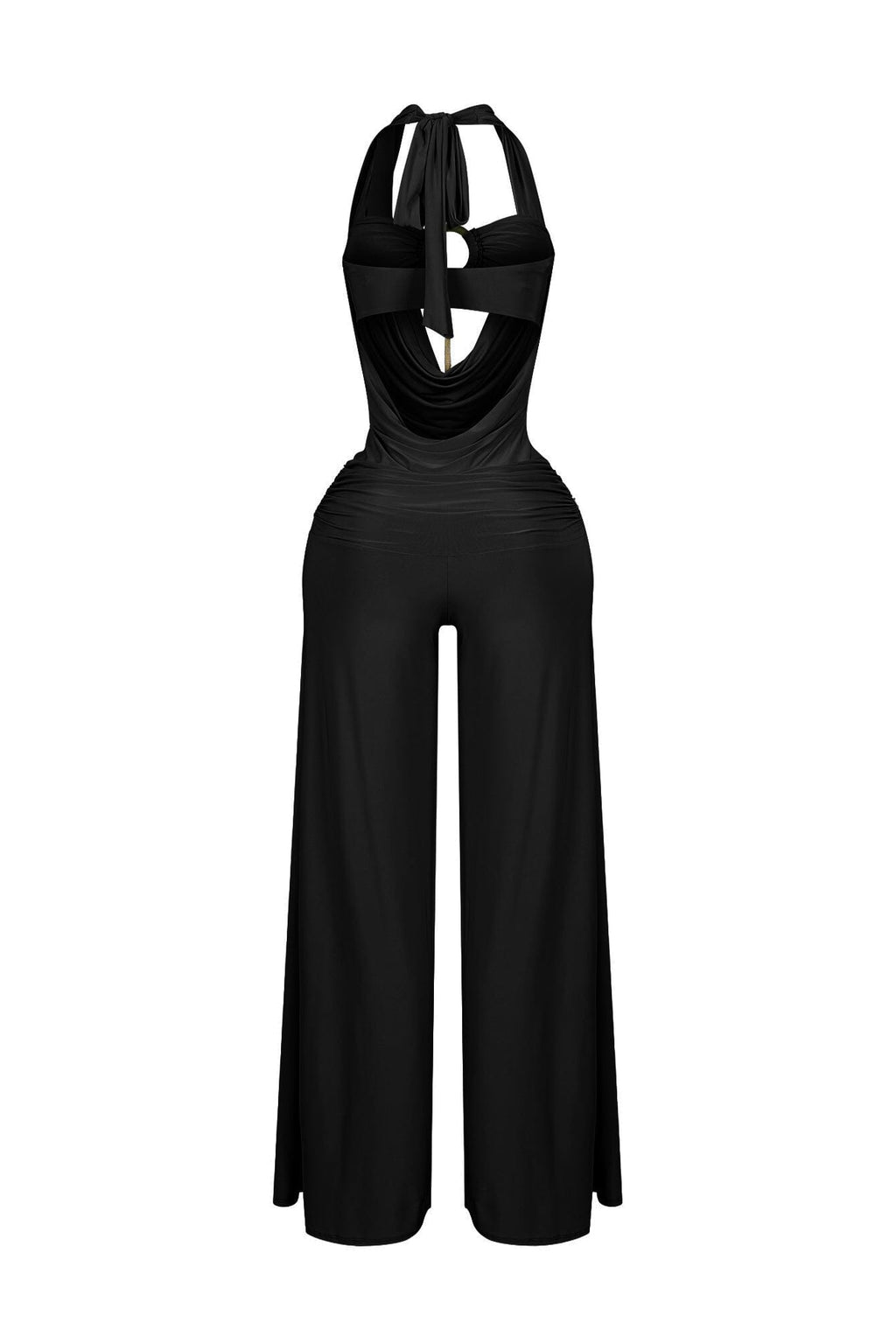 Plunge Cowl Neck Jumpsuit with Tube Top