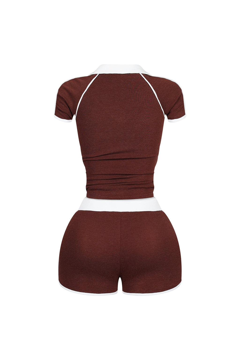 Yumi Contrast Piping Collared Top & Shorts SET