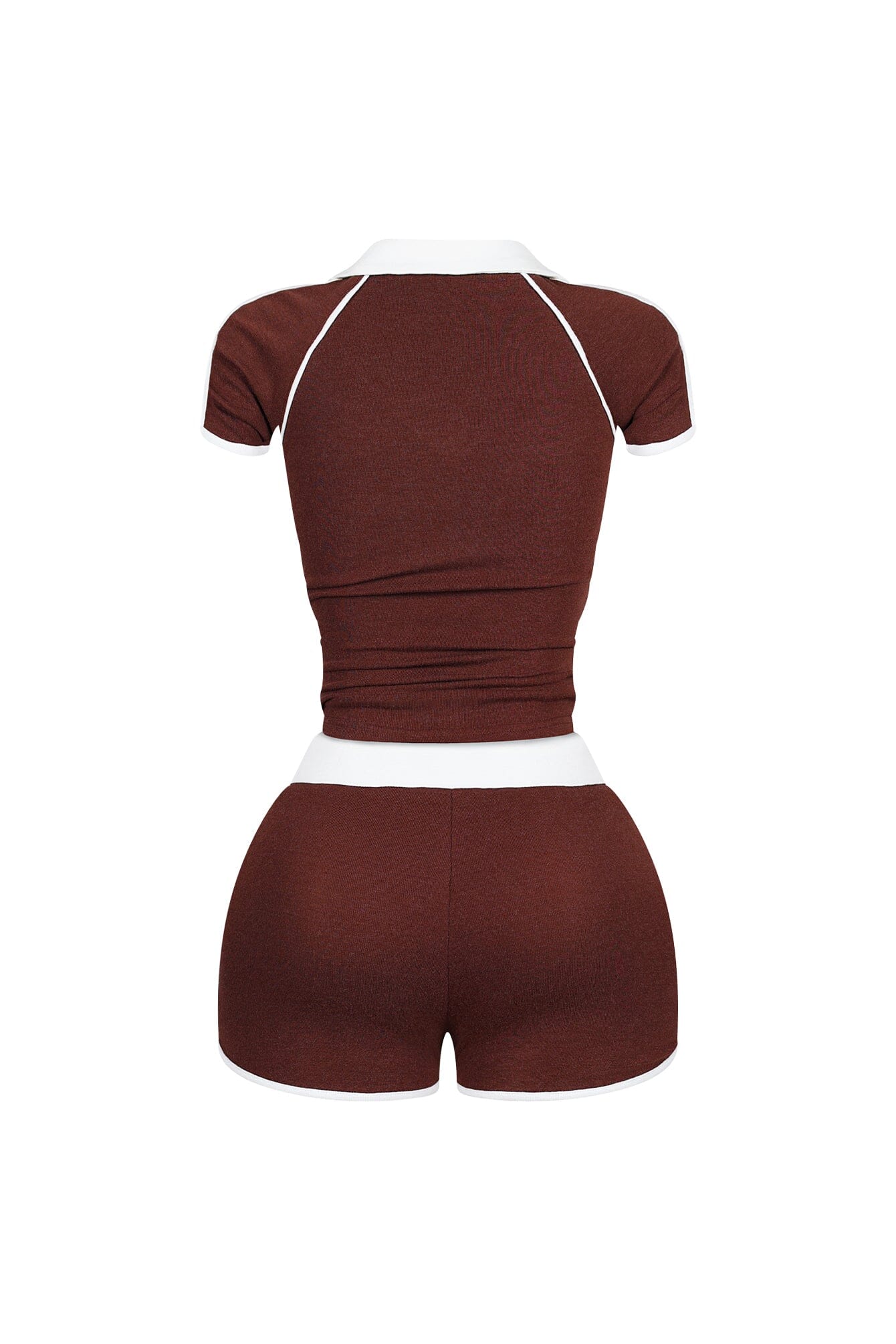 Yumi Contrast Piping Collared Top & Shorts SET