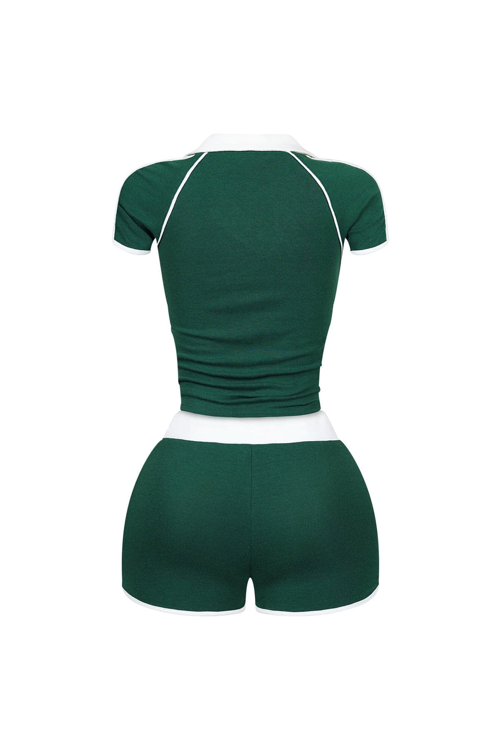 Yumi Contrast Piping Collared Top & Shorts SET