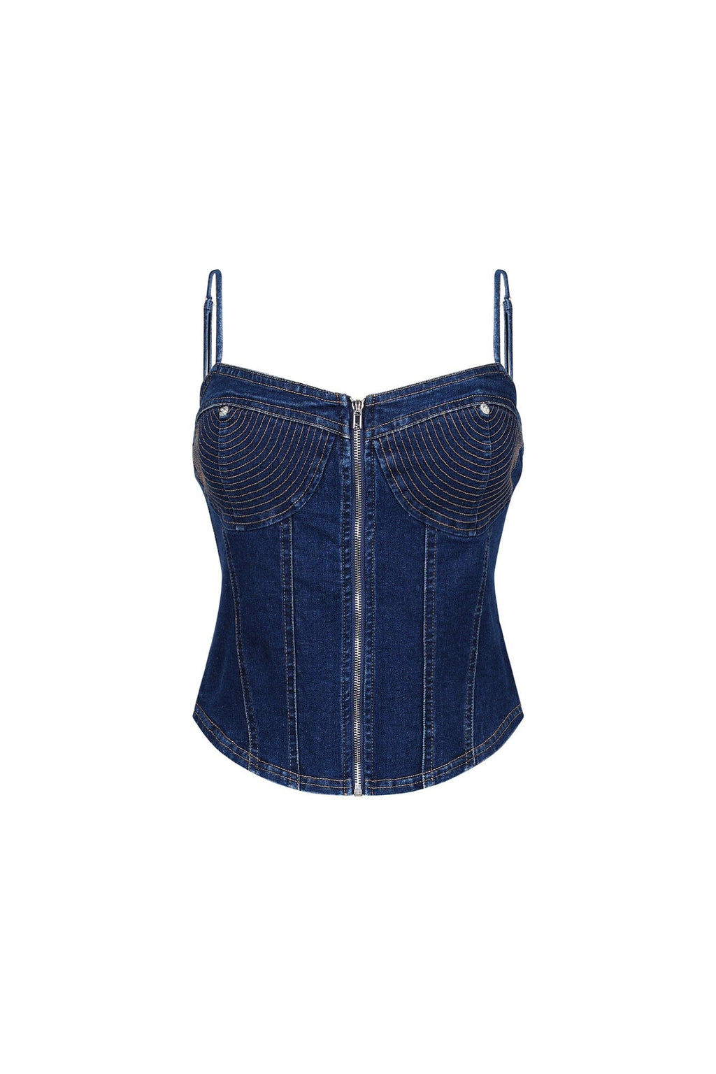 Tehran Stitching Denim Corset Top