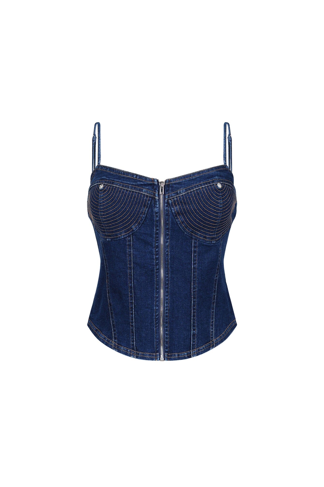 Tehran Stitching Denim Corset Top