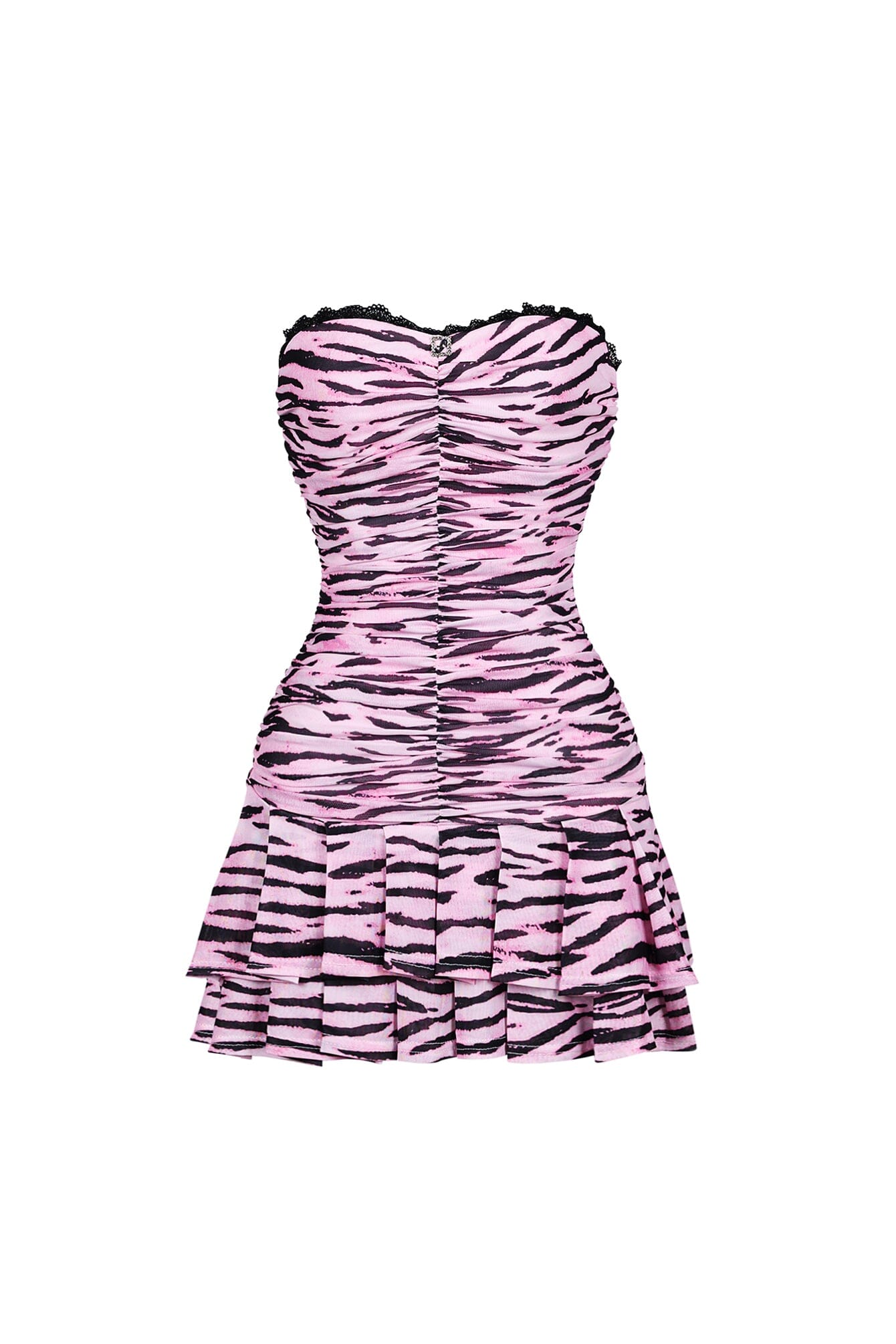 Sisterton Mesh Zebra Printed Tube Mini Dress