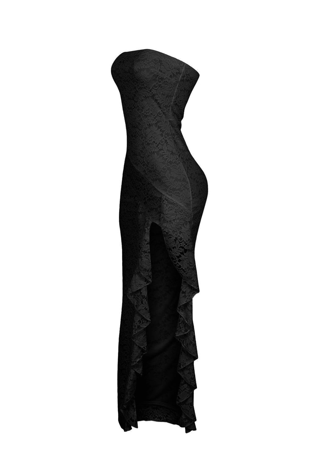 Dreamy Lace Ruffled Tube Maxi Dress