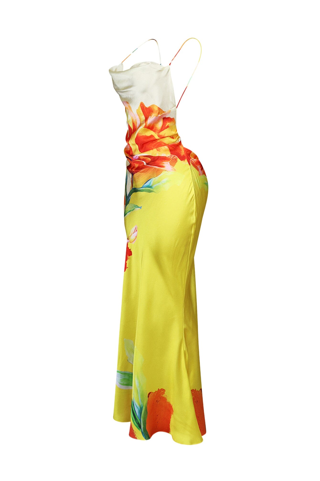 Fluid Bias Cut Satin Tank Maxi Dress