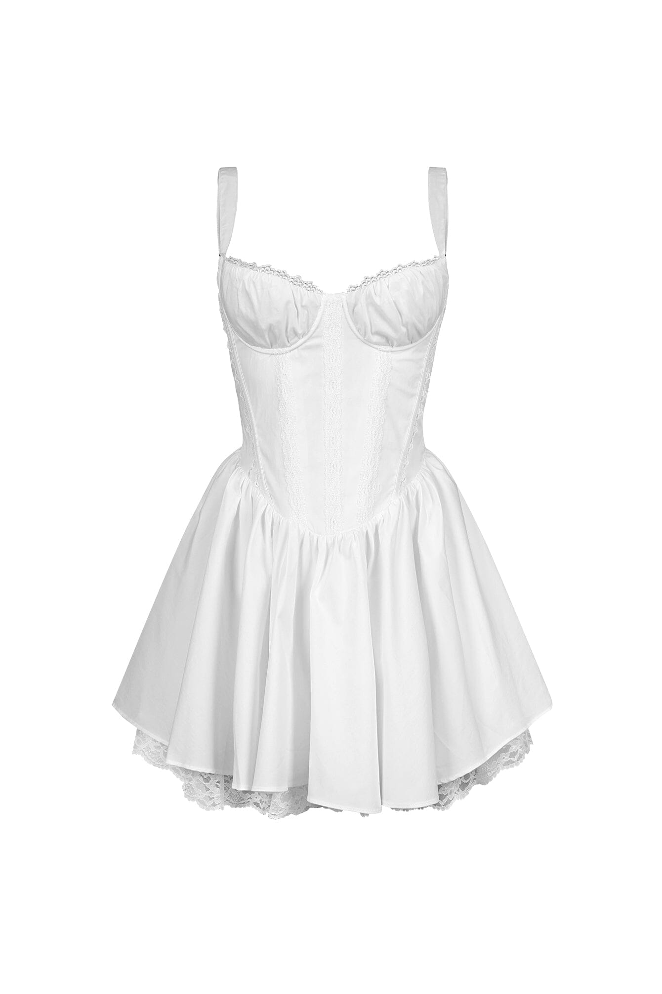 Mignonne Poplin Lace Trim Corset Mini Dress