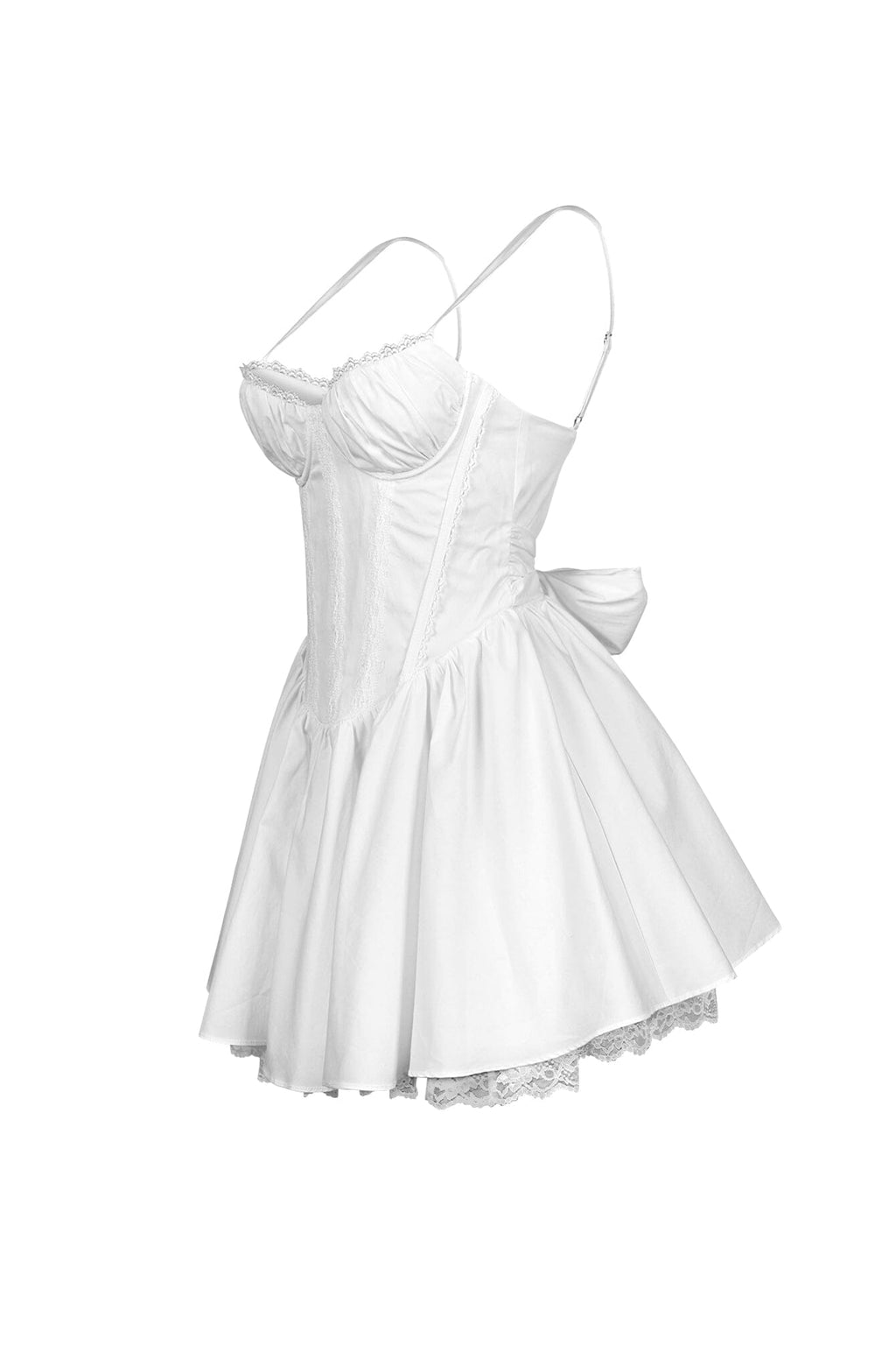 Mignonne Poplin Lace Trim Corset Mini Dress