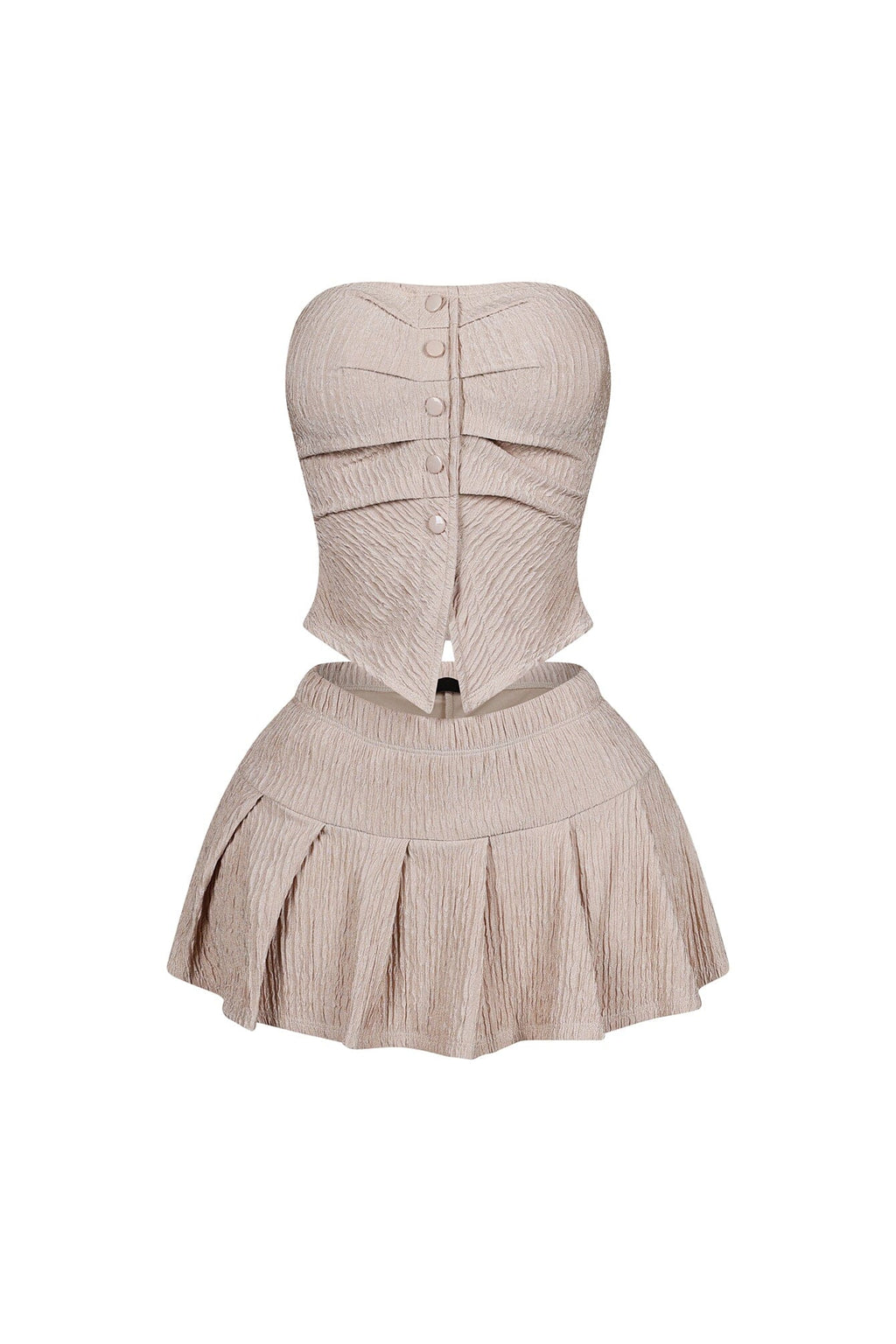 Crinkly Pleated Tube Top and Skirt SET
