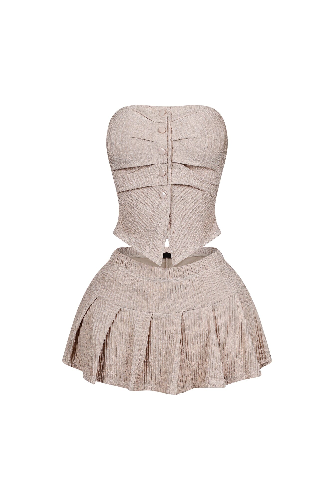 Crinkly Pleated Tube Top and Skirt SET