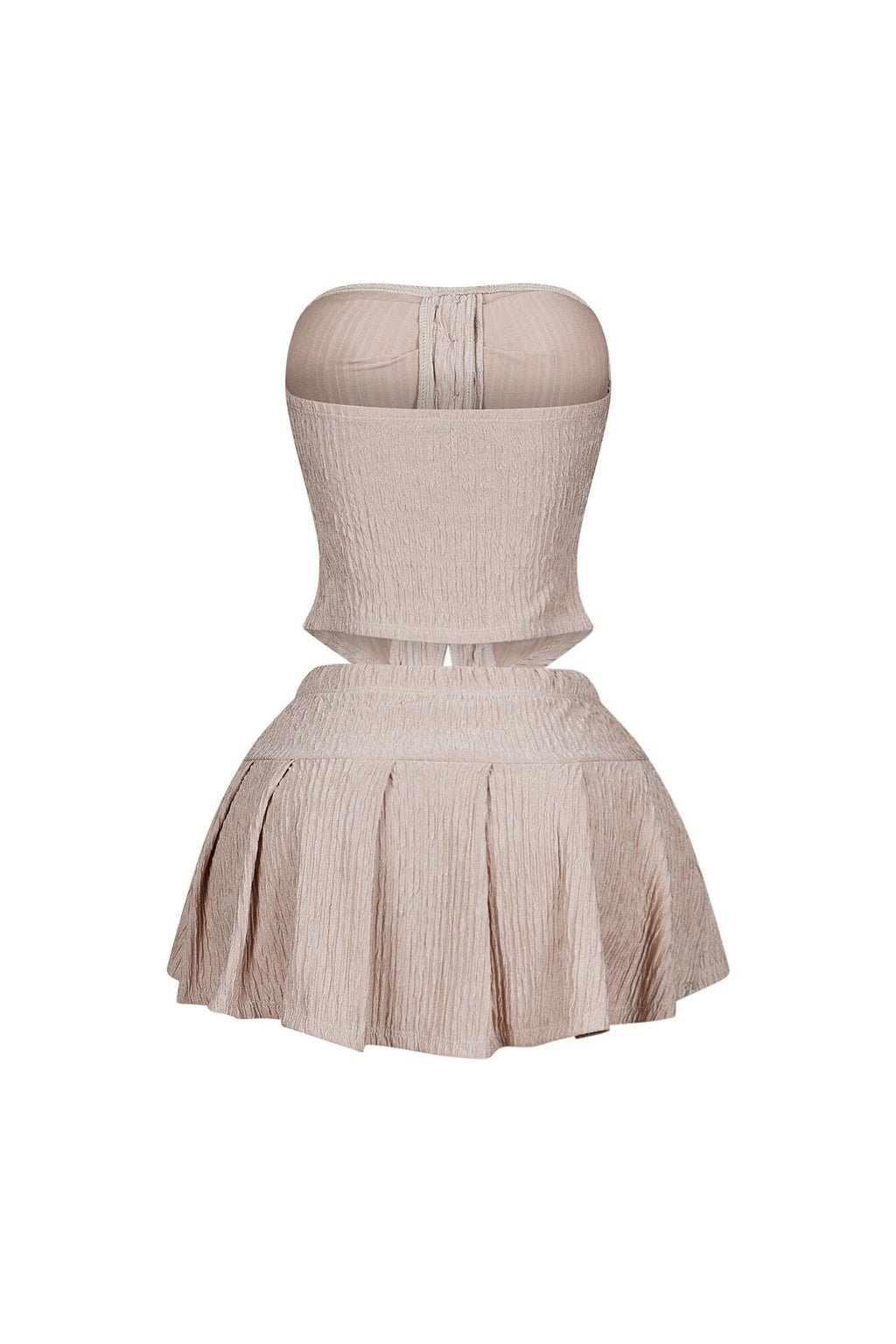 Crinkly Pleated Tube Top and Skirt SET