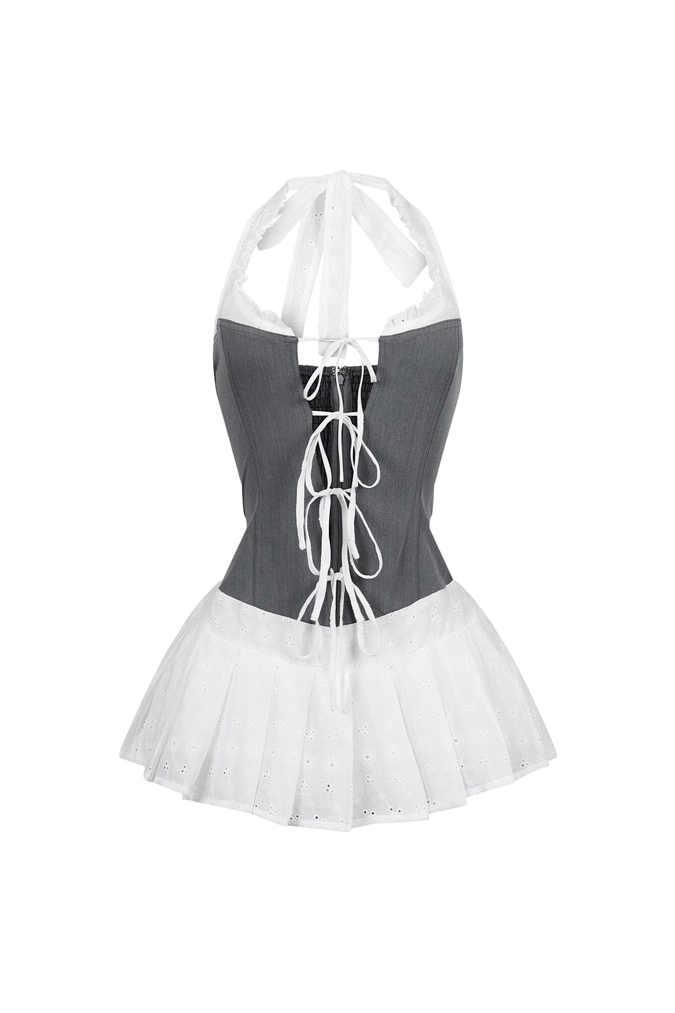 Front Tie Halter Gauze Maid Mini Dress