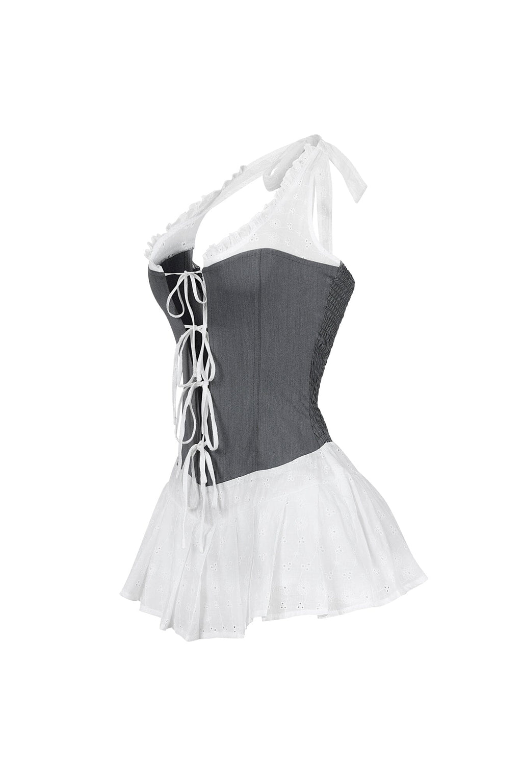Front Tie Halter Gauze Maid Mini Dress