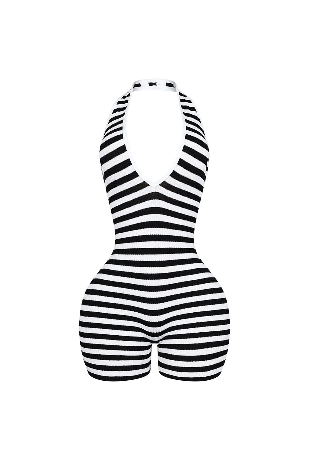 Come A Board Striped Halter Romper