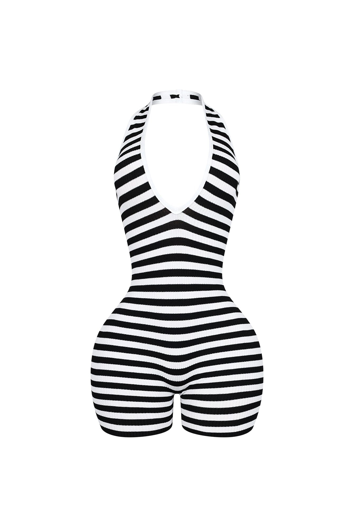 Come A Board Striped Halter Romper