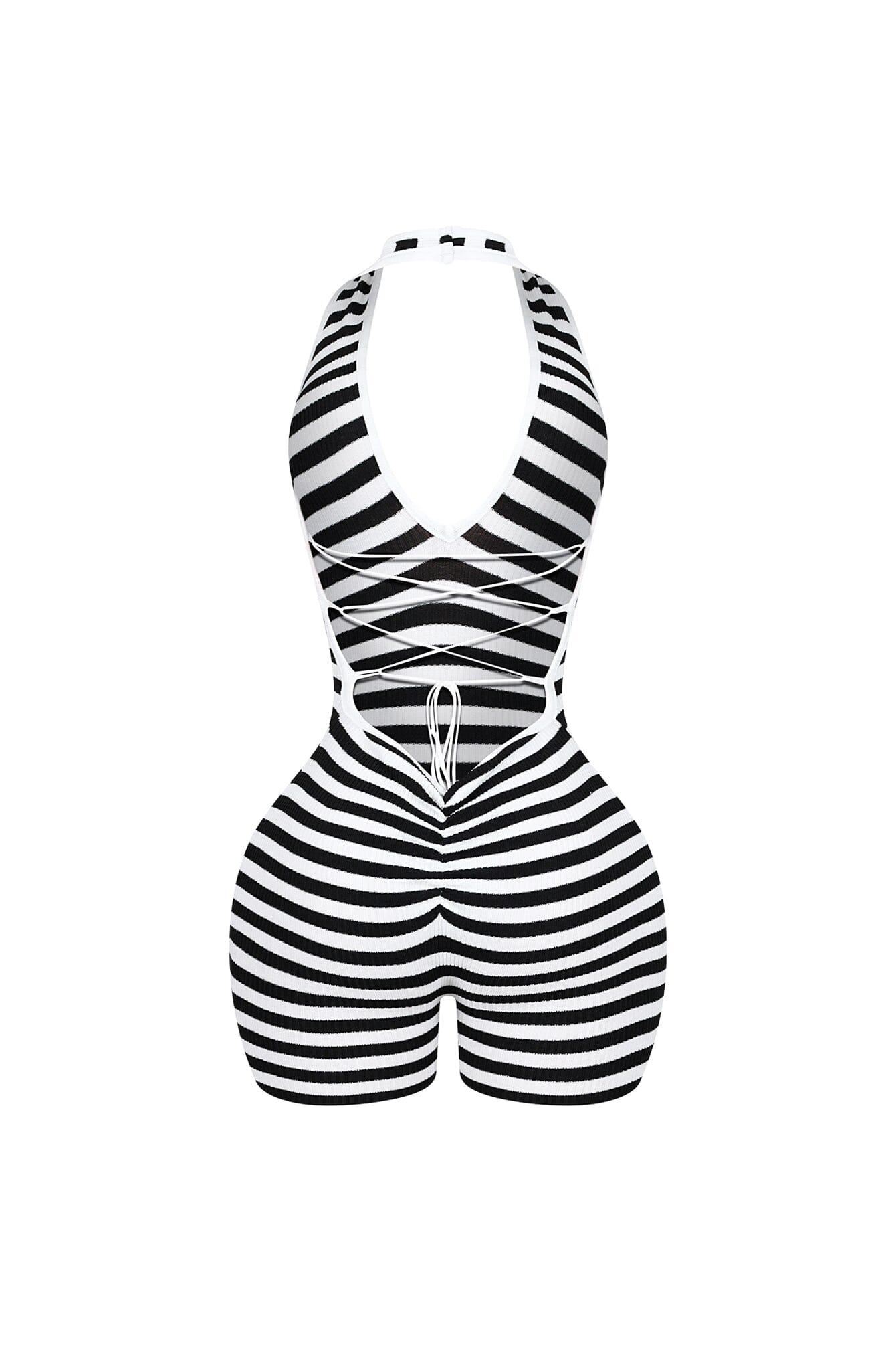 Come A Board Striped Halter Romper