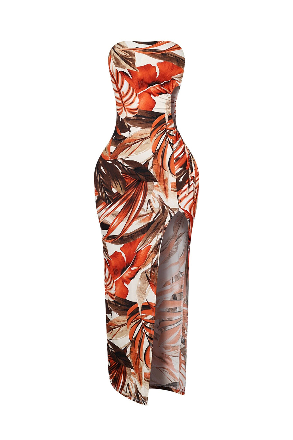 Botanical Cutout Floral Maxi Tube Dress