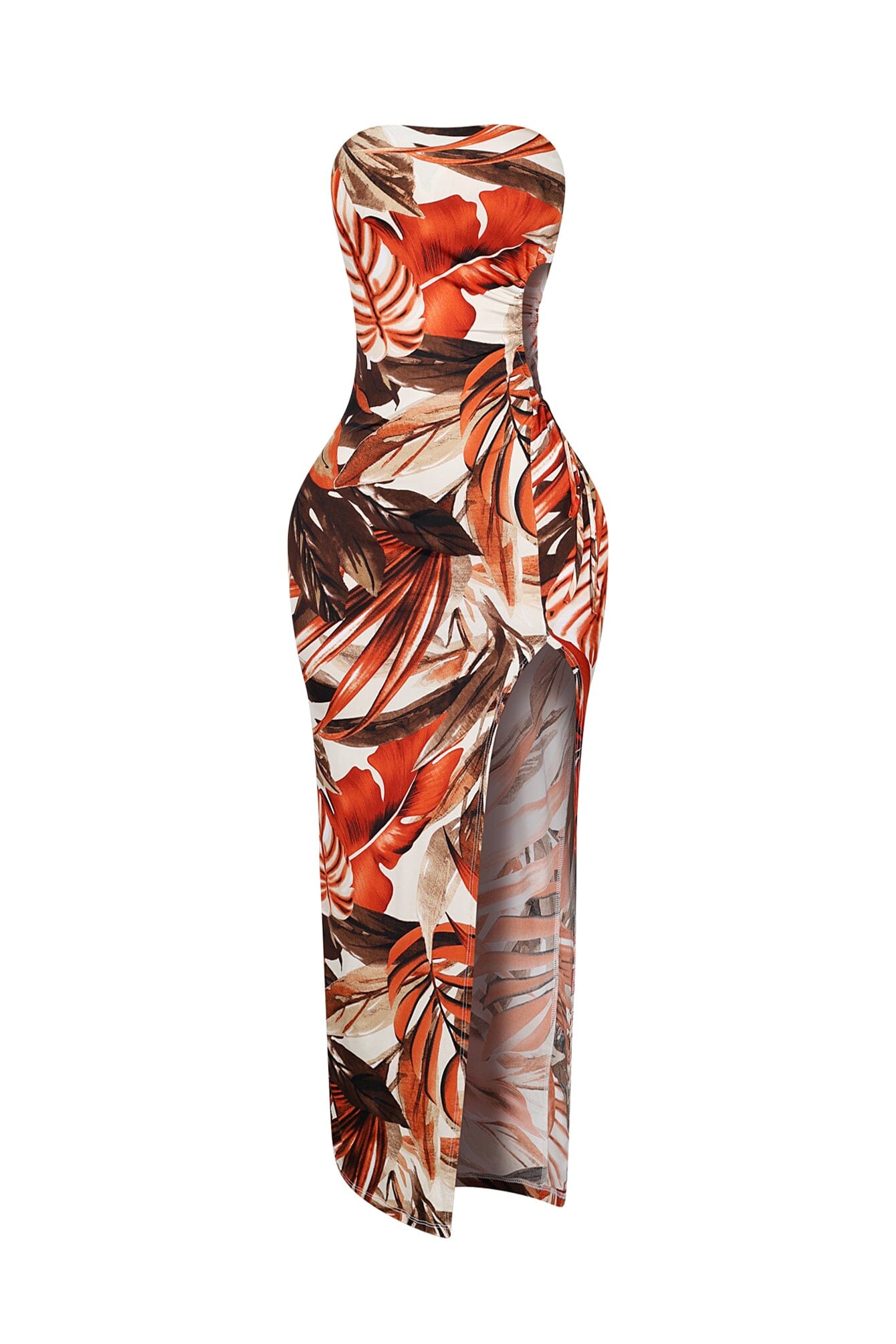 Botanical Cutout Floral Maxi Tube Dress