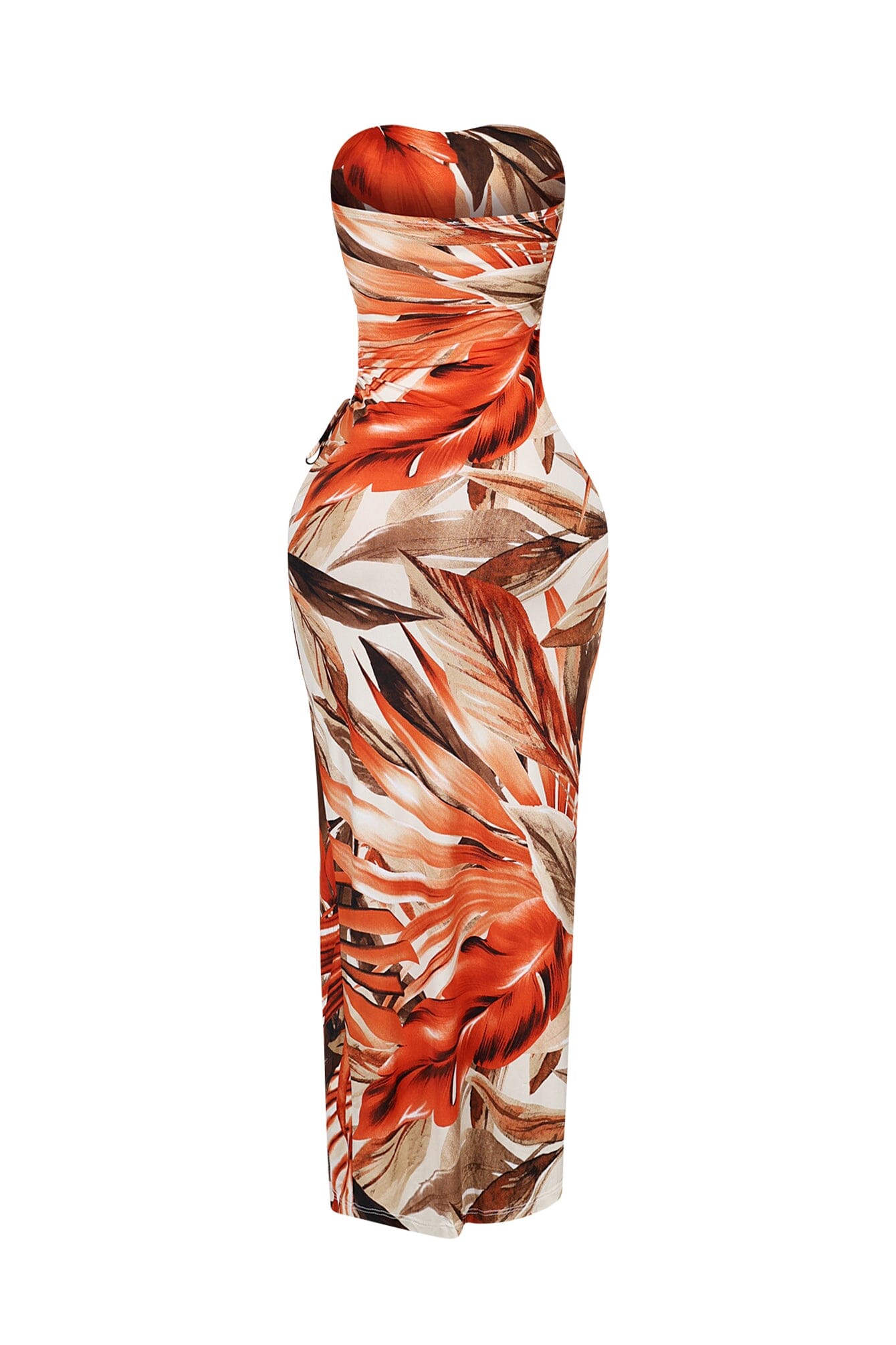 Botanical Cutout Floral Maxi Tube Dress