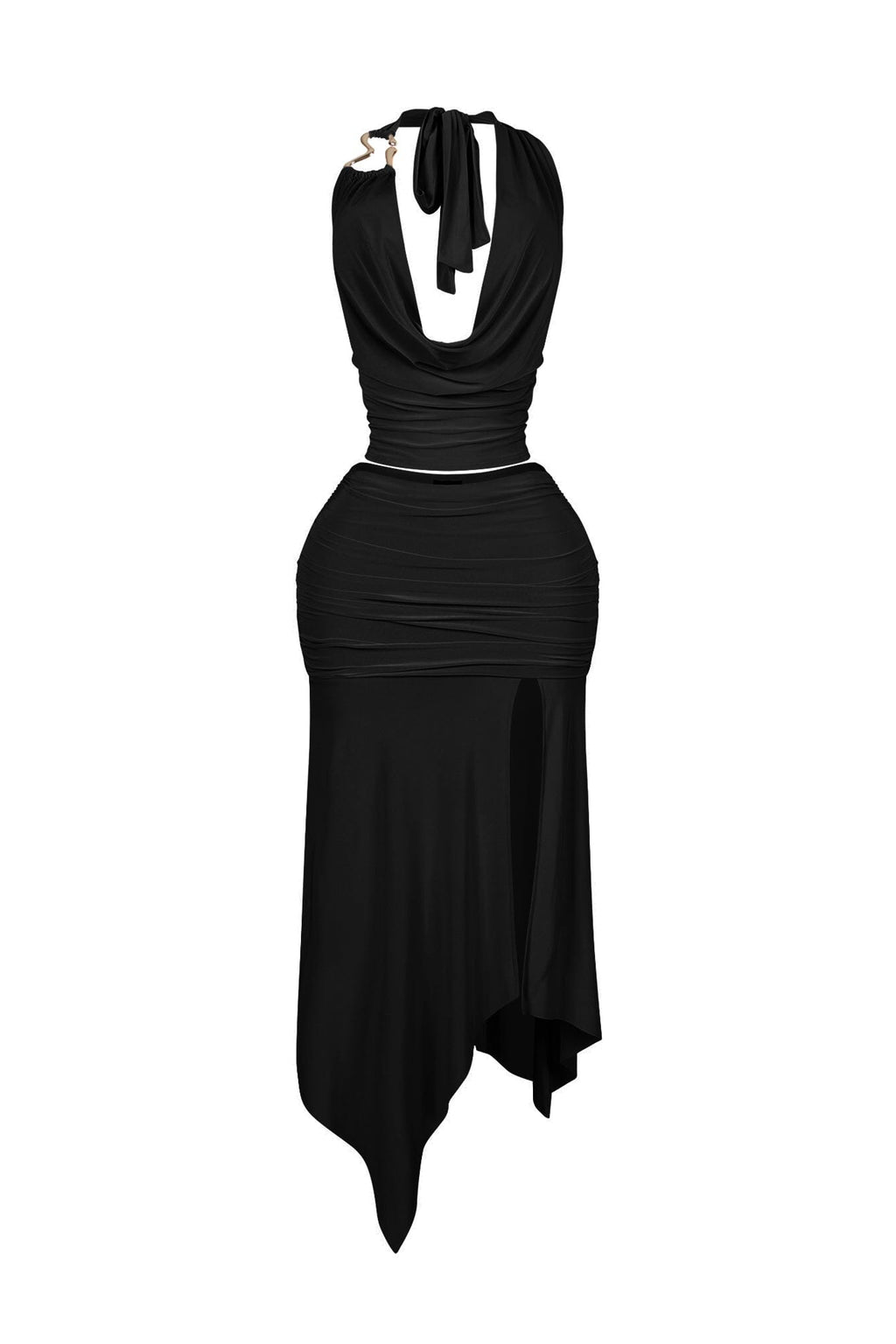 Caroline Gold Metallic Cowl Neck Top & Skirt SET