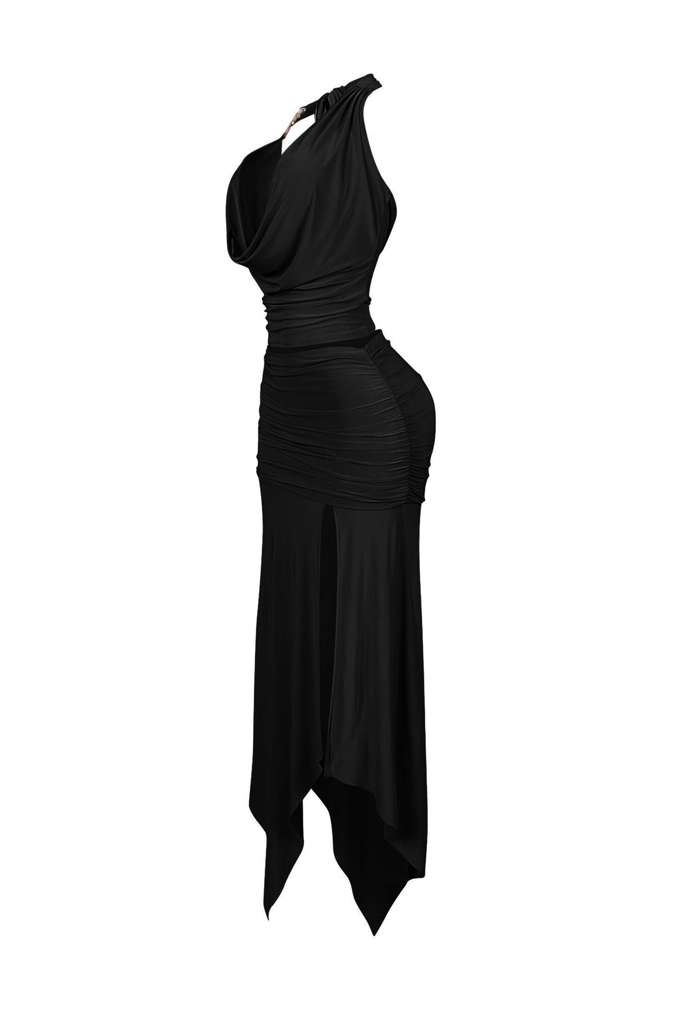 Caroline Gold Metallic Cowl Neck Top & Skirt SET