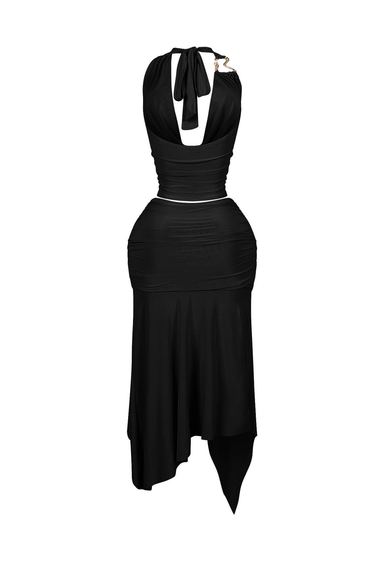 Caroline Gold Metallic Cowl Neck Top & Skirt SET