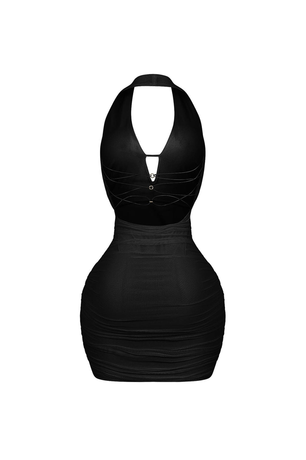 Opal Glow Lace Up Halter Mini Dress