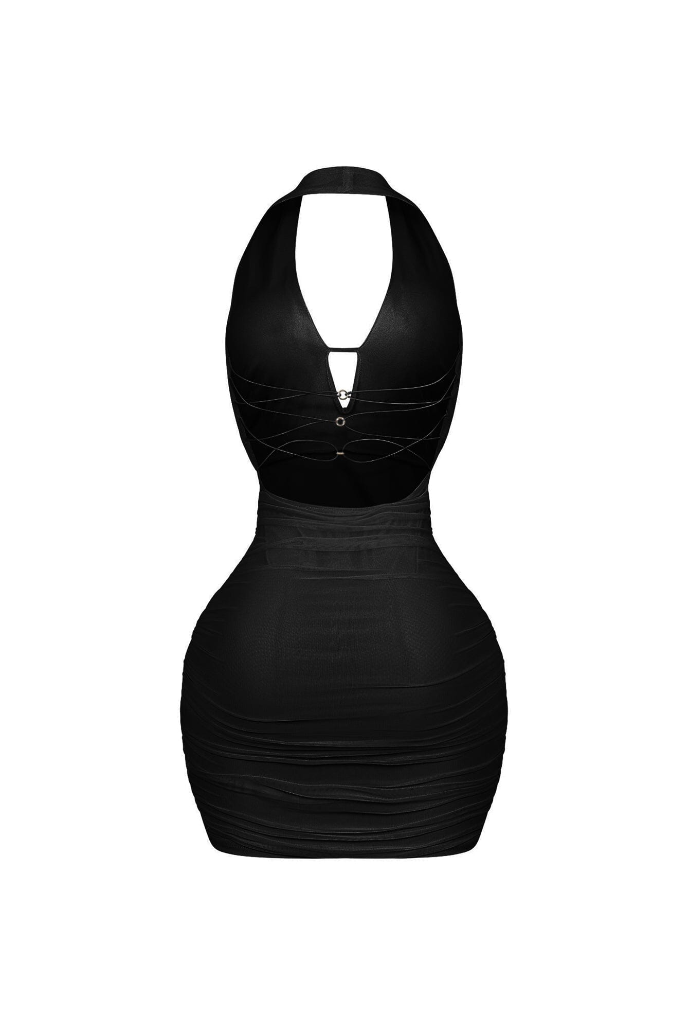 Opal Glow Lace Up Halter Mini Dress