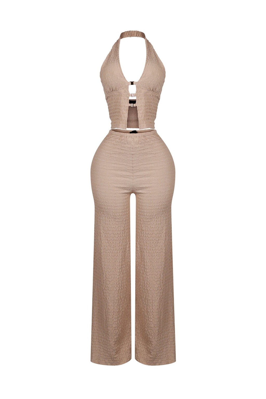 Sleek Motion Metal Halter Top & Pants SET