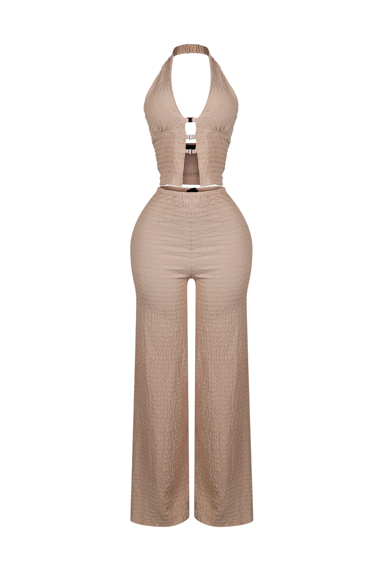 Sleek Motion Metal Halter Top & Pants SET