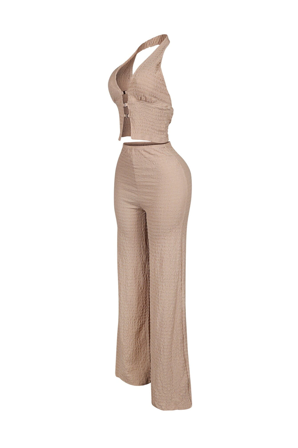Sleek Motion Metal Halter Top & Pants SET