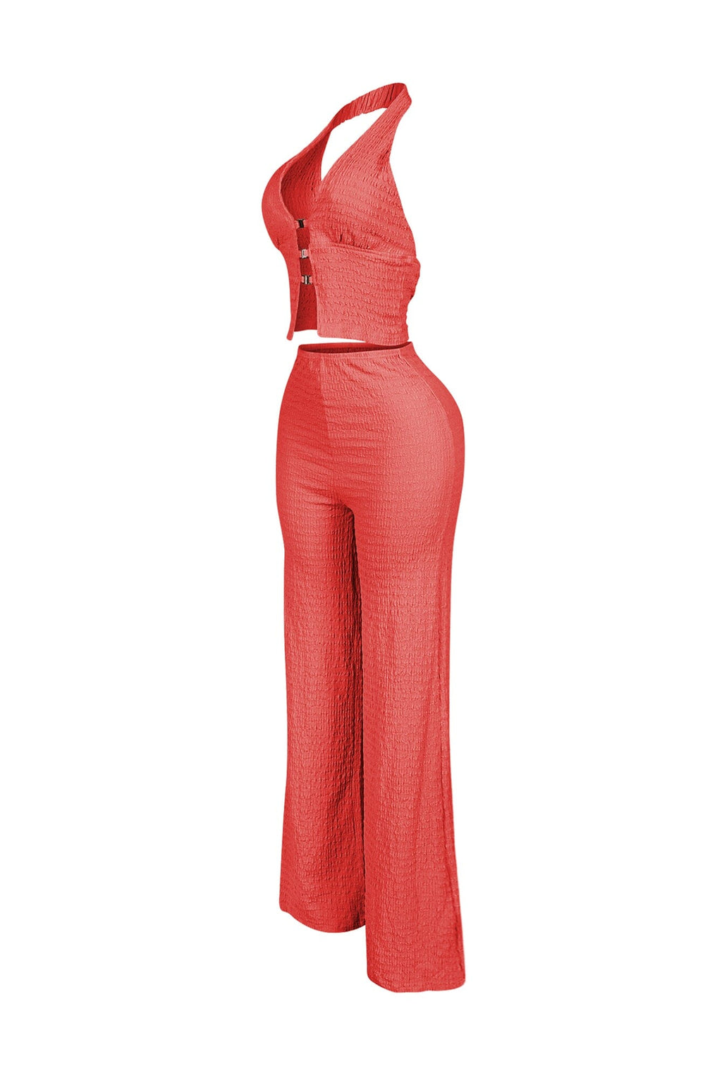 Sleek Motion Metal Halter Top & Pants SET