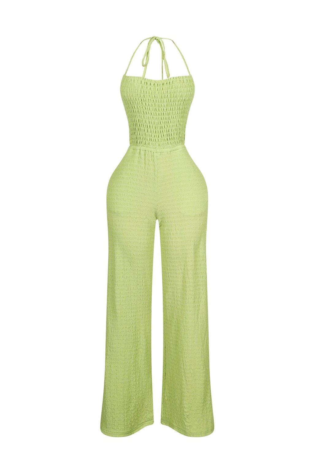 Natures Crinkle Halter Wide Leg Jumpsuit