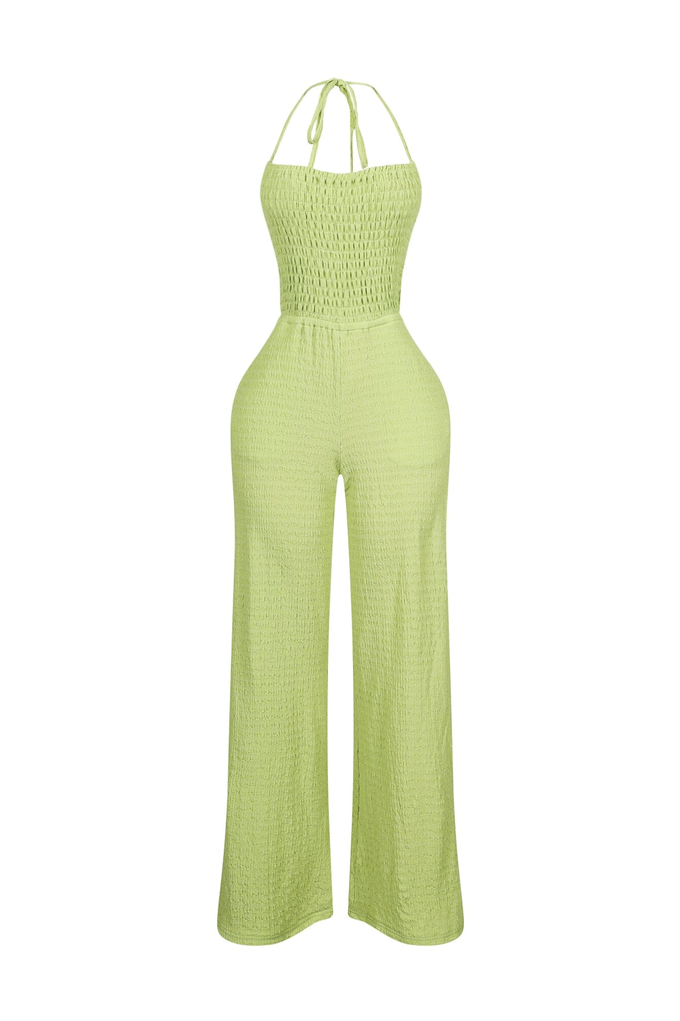 Natures Crinkle Halter Wide Leg Jumpsuit