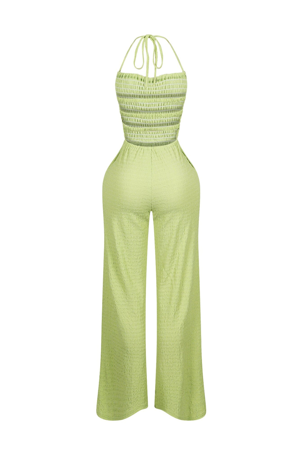 Natures Crinkle Halter Wide Leg Jumpsuit