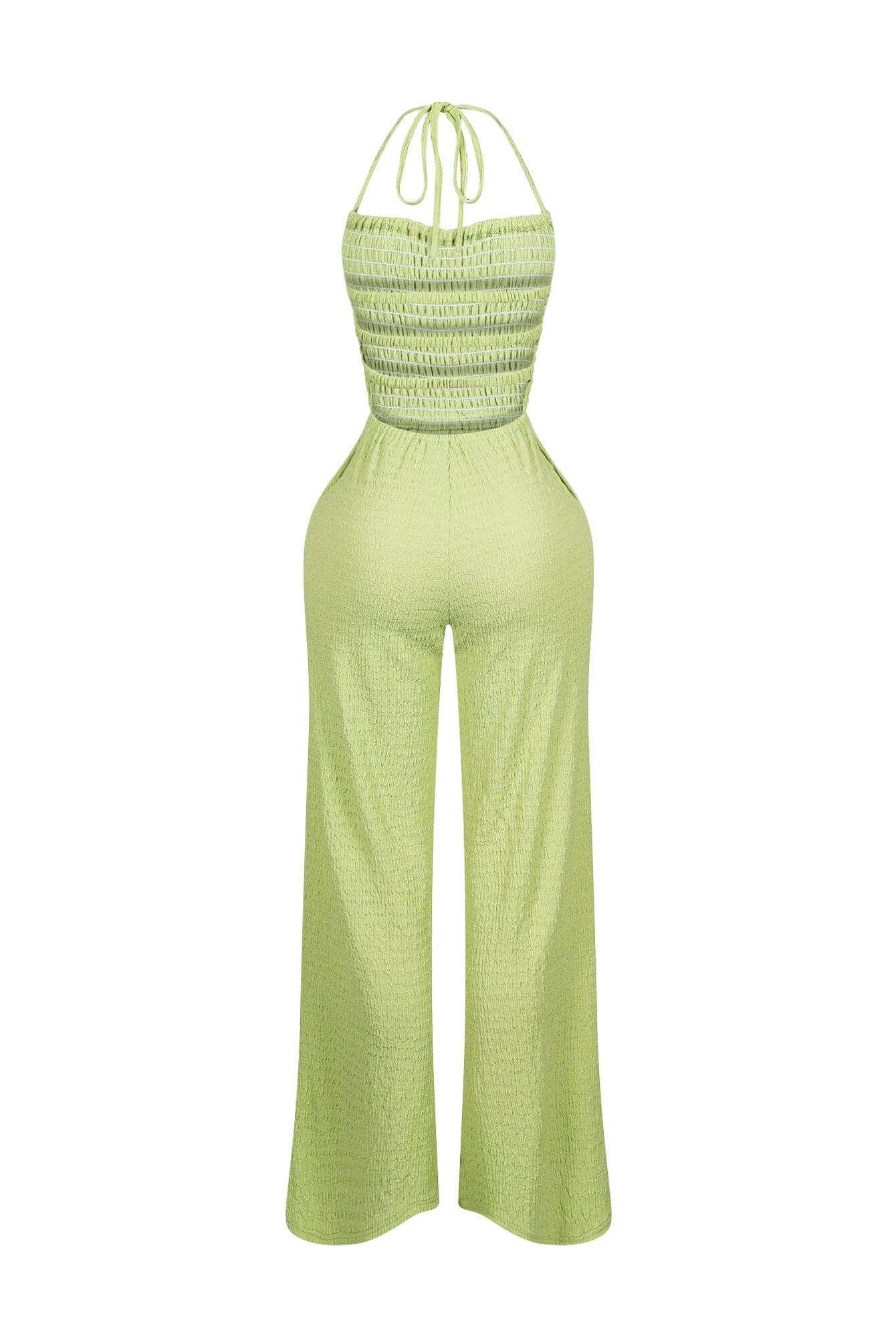 Natures Crinkle Halter Wide Leg Jumpsuit