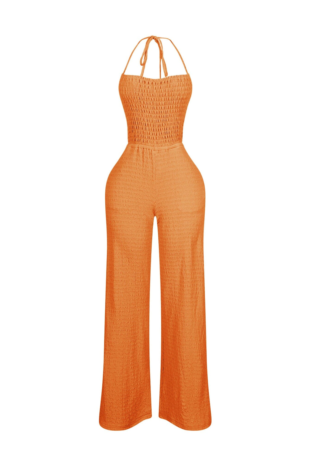 Natures Crinkle Halter Wide Leg Jumpsuit