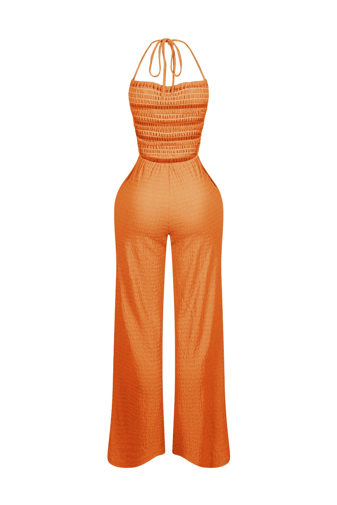 Natures Crinkle Halter Wide Leg Jumpsuit