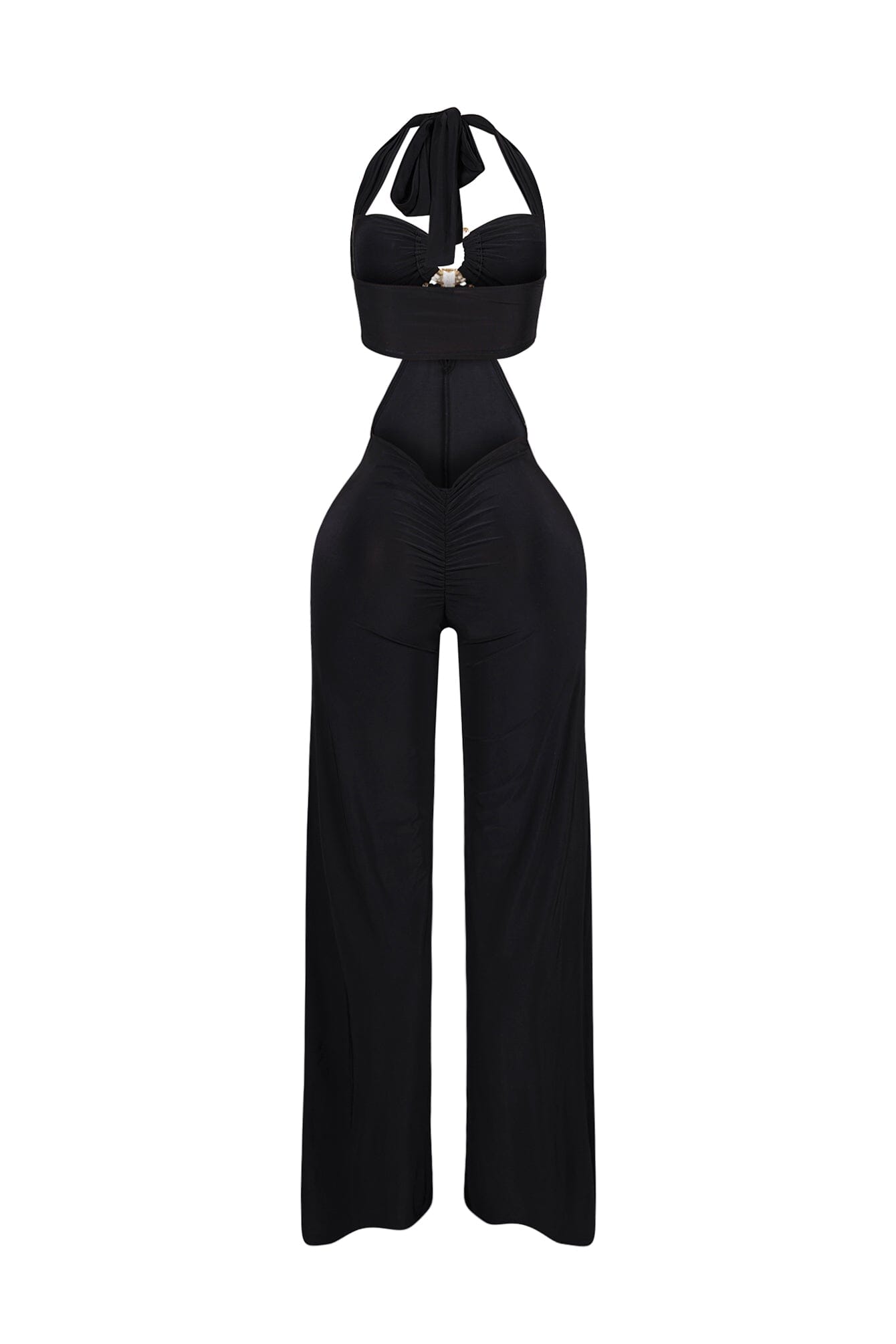 Equinox Cutout Halter Jumpsuit with Metal Trim