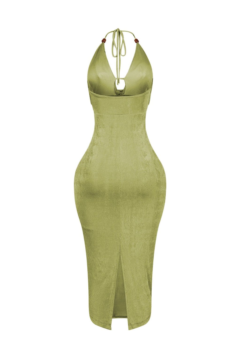 Truffle Slinky Cowl Neck Halter Midi Dress