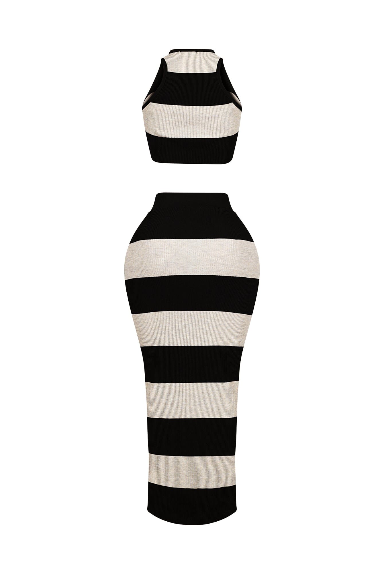 Sophisticated Knit Striped Top & Skirt SET