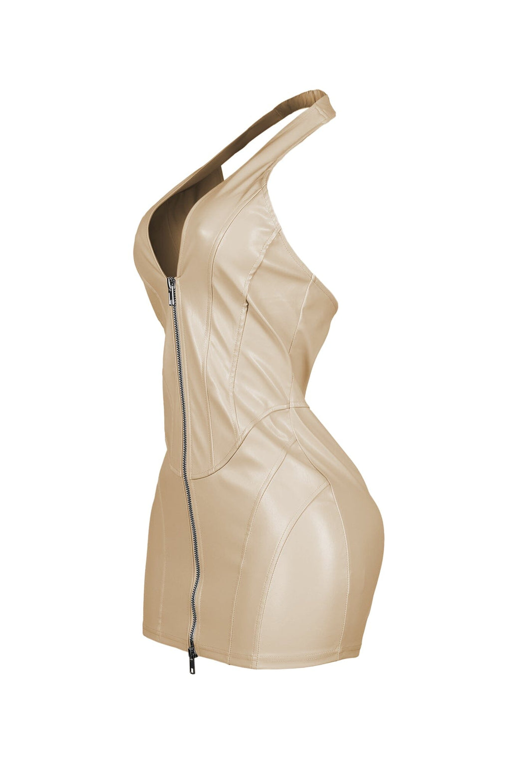 To Be Mine Faux Leather Halter Dress