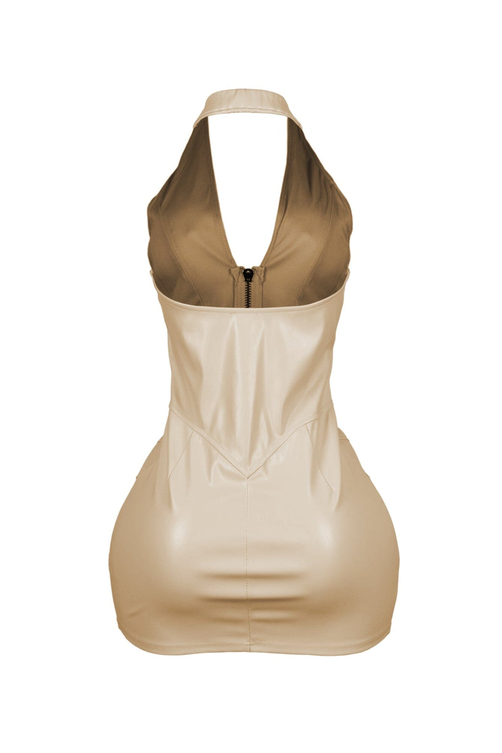 To Be Mine Faux Leather Halter Dress