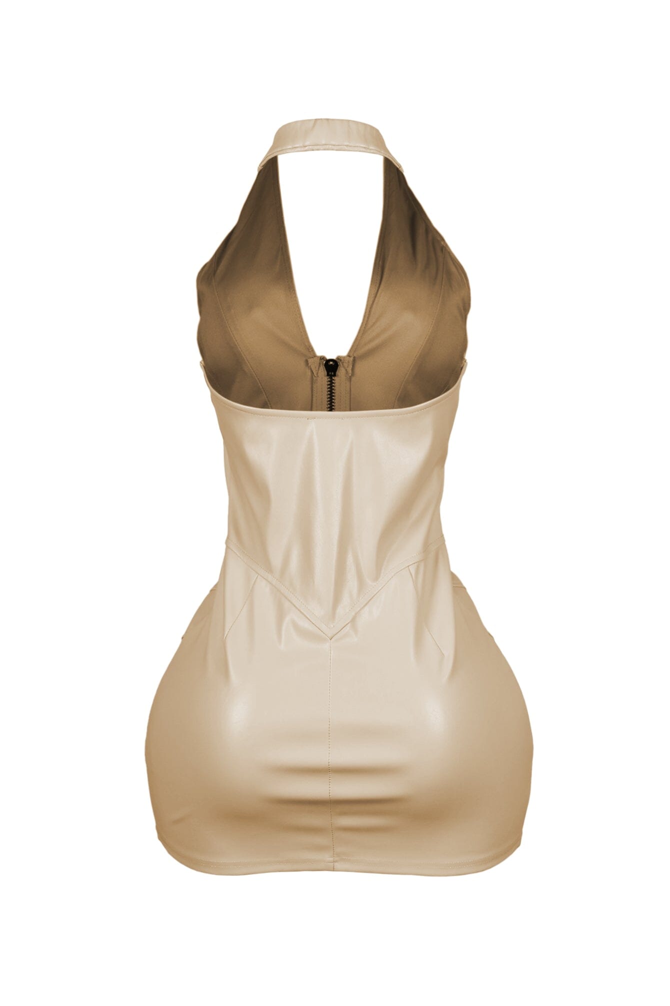 To Be Mine Faux Leather Halter Dress