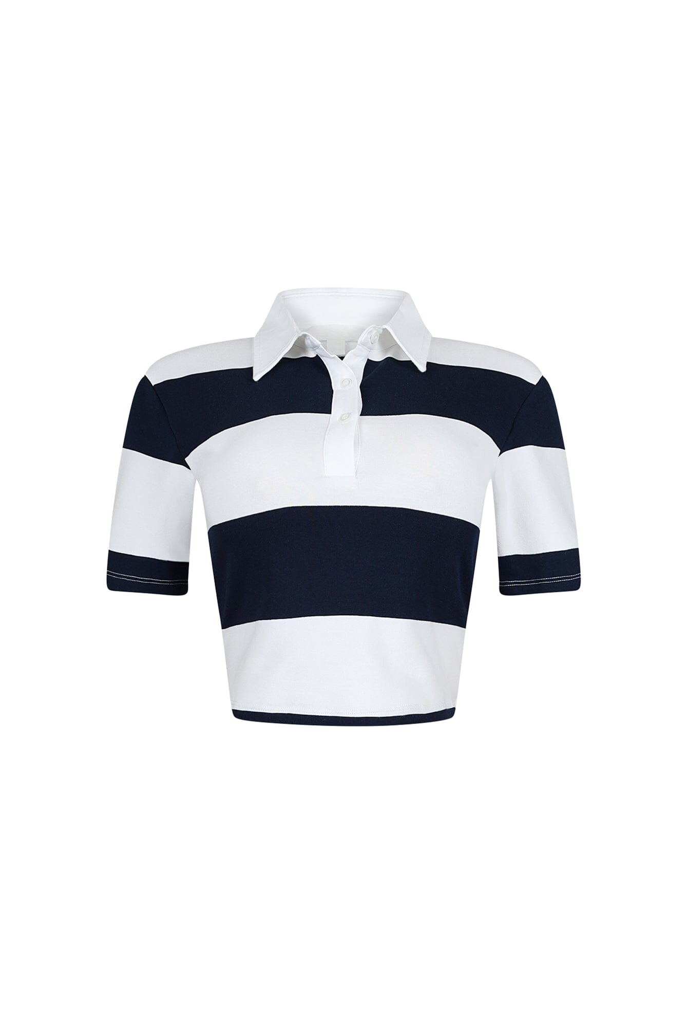 Soft Touch Striped Collared Crop Top