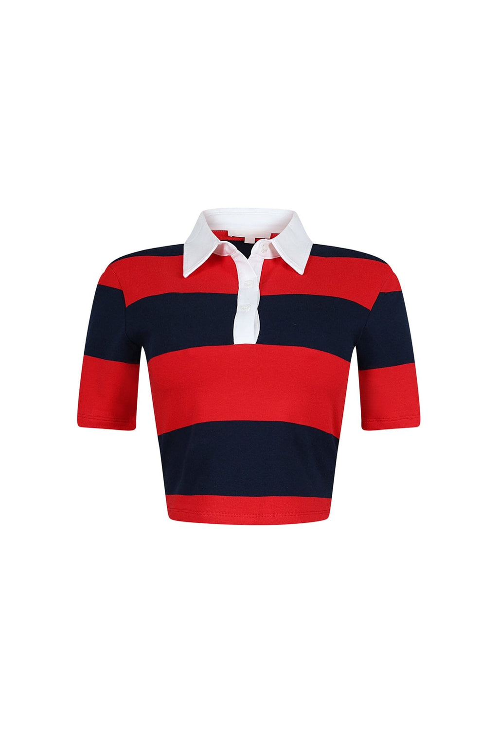 Soft Touch Striped Collared Crop Top