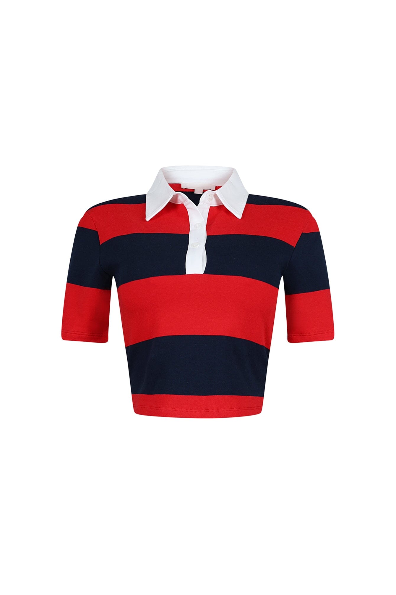 Soft Touch Striped Collared Crop Top