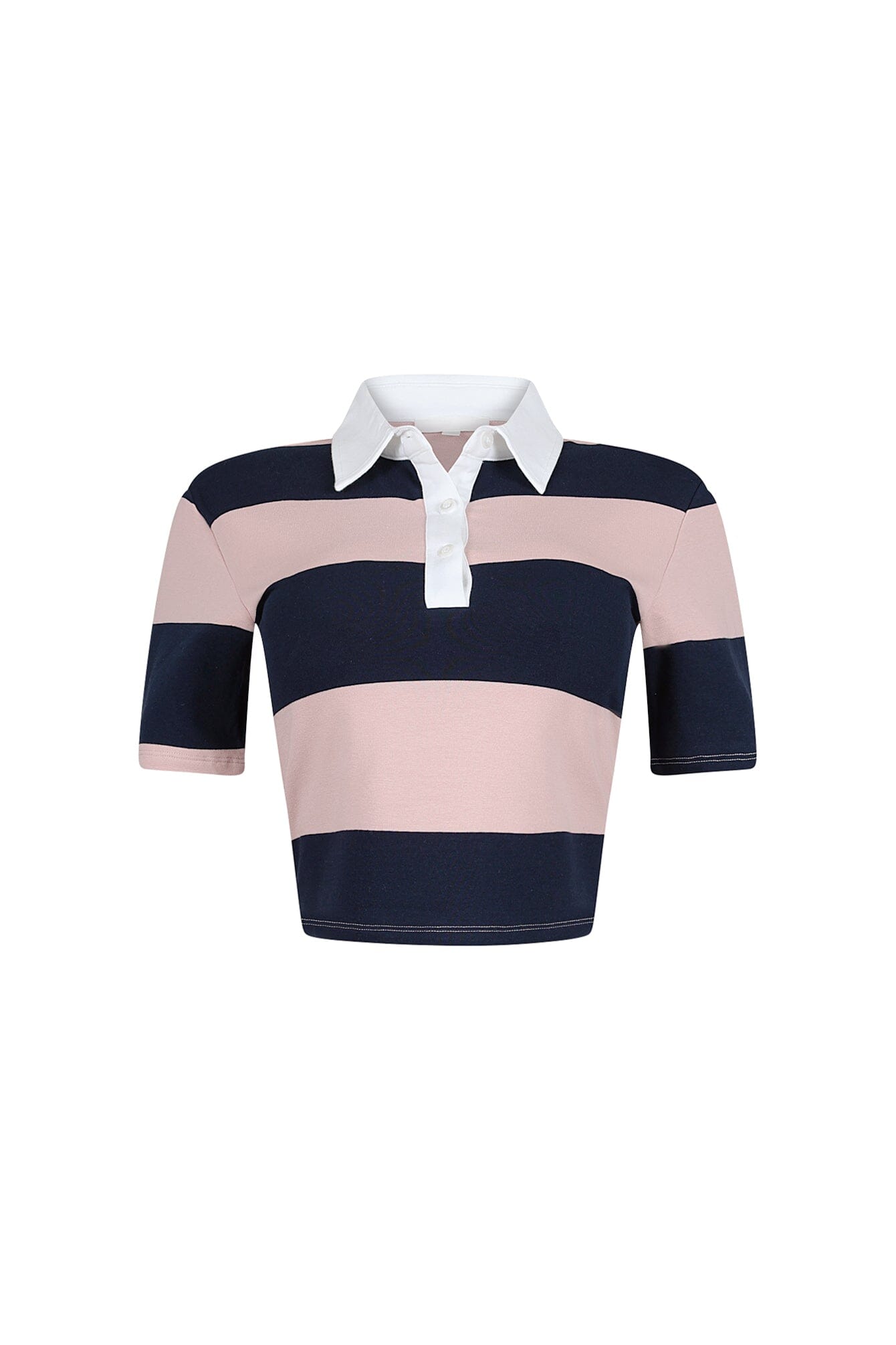 Soft Touch Striped Collared Crop Top