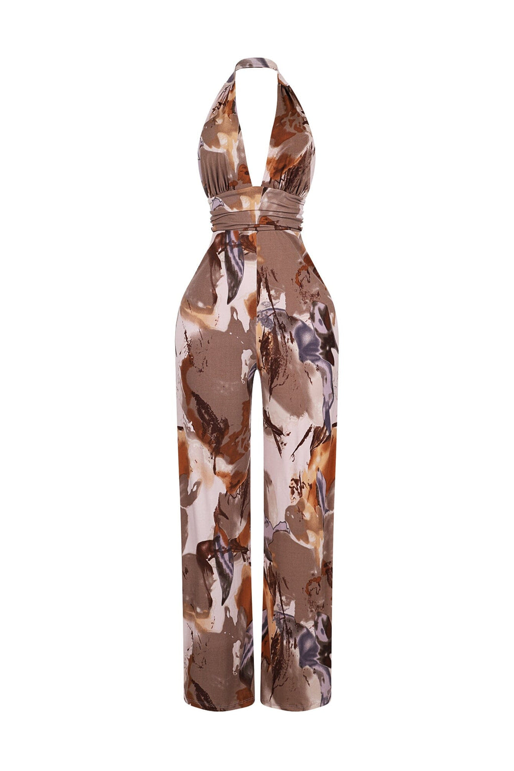 Organic Matter Print Halter Jumpsuit